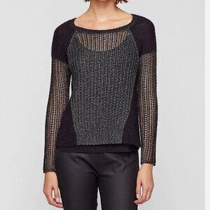 Eileen Fisher Ballet Neck Crop Top in Tarnished Textures - Size S